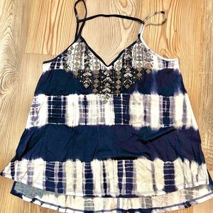 Express S Navy TieDye Strappy Tank with Sequins